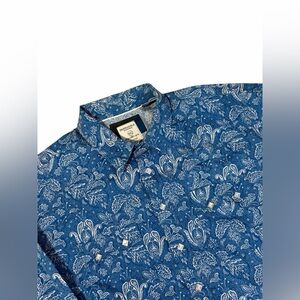 Panhandle Rough Stock Blue Paisley Button Up Shirt Mens 2XL Western Cowboy Rodeo